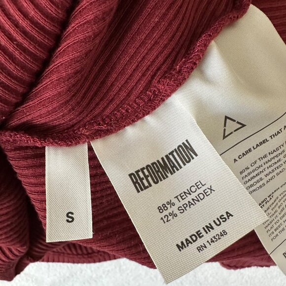 Reformation Wimbledon Collared Ribbed Knit Tennis Dress Garnet Red Size Small - Picture 5 of 9